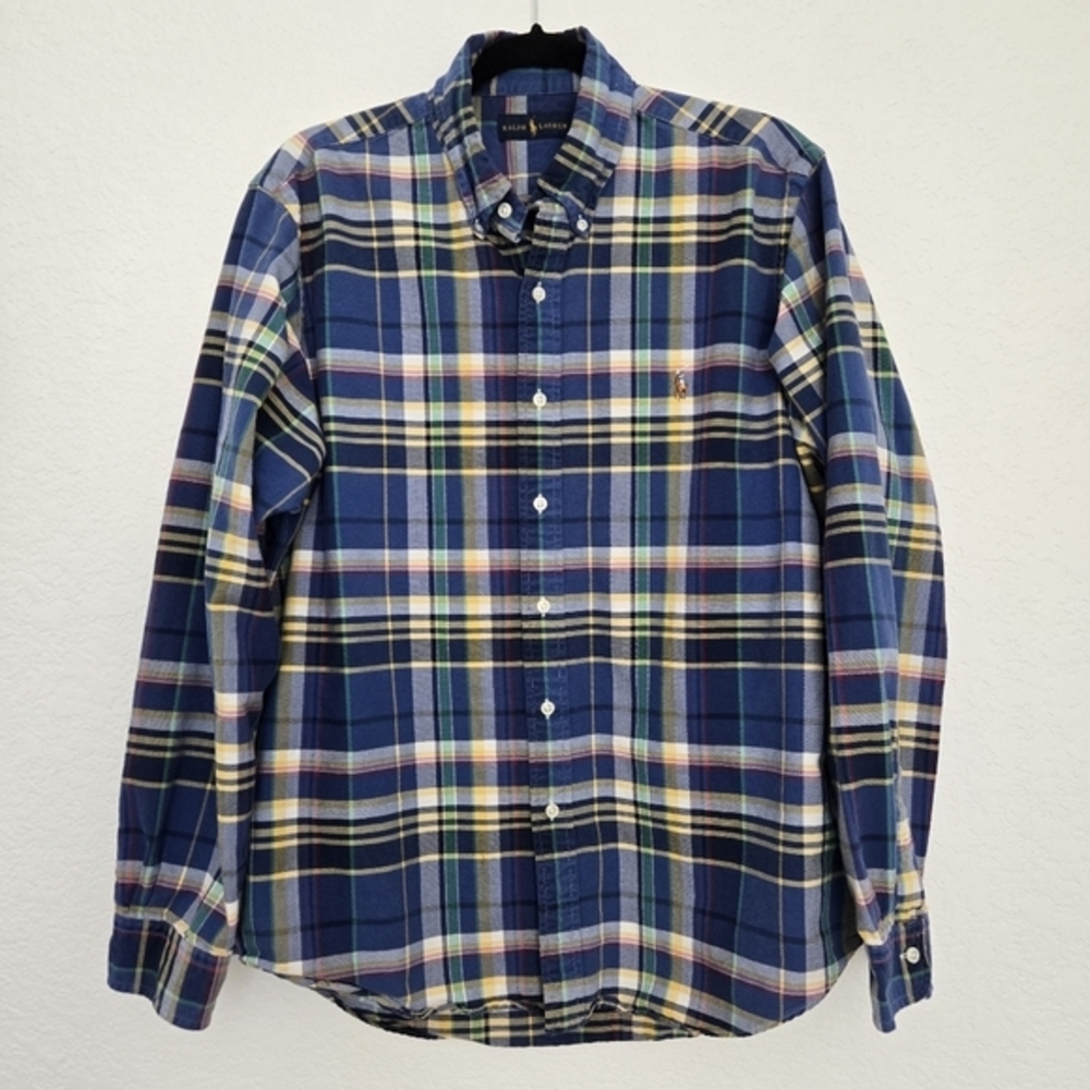 Ralph Lauren‎ Mens L Plaid Button Down Shirt Primary Colors